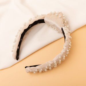 Lele Sadoughi Ivory Pearl Knotted Headband